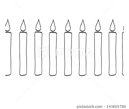 candles birthday seamless border horizontal Black and white hand drawn illustration. Vector graphic line ink art. Perfect for logo, branding, packaging, labels, and modern decor design. candles birthday seamless border horizontal Black and white hand drawn illustration. Vector graphic line ink art. Perfect for logo, branding, packaging, labels, and modern decor design. 143605780
