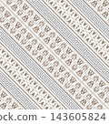 Seamless background pattern. Greek key meanders. Black and gold geometrical background with hand drawn decorative tribal element. For ethnic, folk, traditional motifs. Graphic vector illustration. 143605824