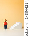 A human figure in front of the stairs. Concept of open opportunity and personal growth. Beginning of a new career. Acquiring skills. 143606214
