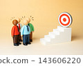 Office workers evaluating the path to achieving a goal, delegation of responsibilities and distribution of roles in a project. Team planning and task allocation improve coordination 143606220