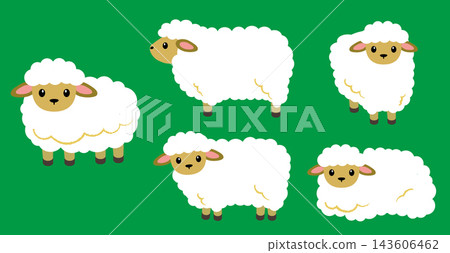 A set of illustrations of sheep in various poses, perfect for New Year's cards for the Year of the Sheep. A set of illustrations of sheep in various poses, perfect for New Year's cards for the Year of the Sheep. 143606462