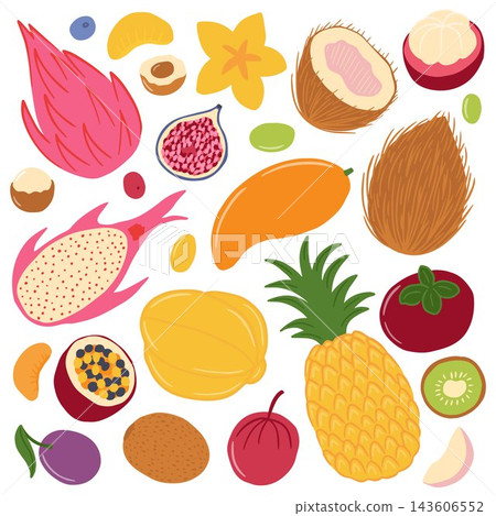 Set of tropical fruits Set of tropical fruits 143606552