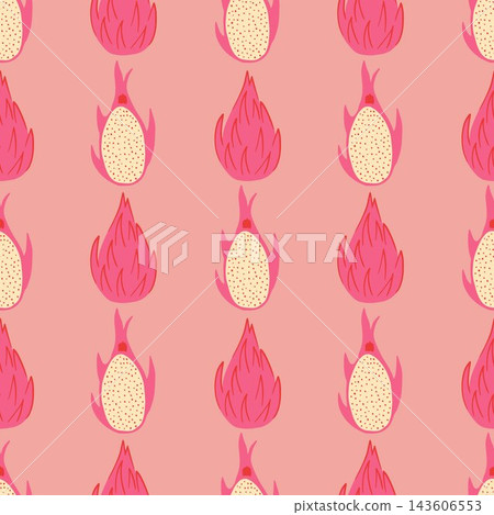 Dragon fruit pattern in pink background Dragon fruit pattern in pink background 143606553