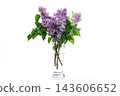 fragrant purple lilac bouquet in minimalist style 143606652