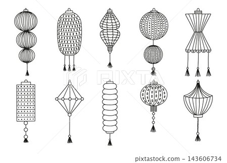 Set of Traditional Chinese Lanterns Set of Traditional Chinese Lanterns 143606734