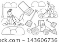Snow Removal Tools and Workers Set 143606736