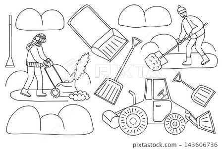 Snow Removal Tools and Workers Set Snow Removal Tools and Workers Set 143606736