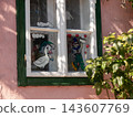 Children's window drawings decorating home wall 143607769
