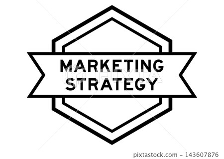 Vintage black color hexagon label banner with word marketing strategy on white background Vintage black color hexagon label banner with word marketing strategy on white background 143607876