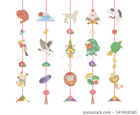 Hanging decoration style illustration set for the Year of the Sheep Hanging decoration style illustration set for the Year of the Sheep 143608560