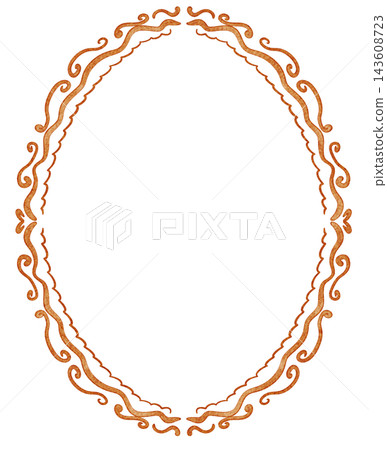 Whimsical Oval Cottagecore Frame with Ornate Scrolls Whimsical Oval Cottagecore Frame with Ornate Scrolls 143608723