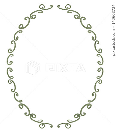 Whimsical Oval Cottagecore Frame with Ornate Scrolls Whimsical Oval Cottagecore Frame with Ornate Scrolls 143608724