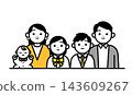 An illustration of a smiling family. Simple character assets that evoke images of parenting and life planning. 143609267