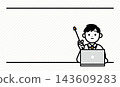 A student explaining using a laptop and a pointer. (Illustration for copy space in seminars and presentations) 143609283
