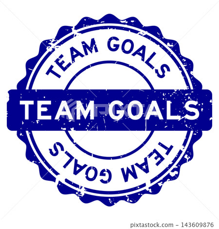 Grunge blue team goals word round seal stamp on white background 143609876