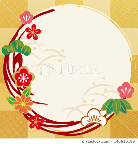 Beautiful Japanese pattern illustration background material 143610199