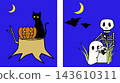 Simple illustration set with Halloween night view background 143610311
