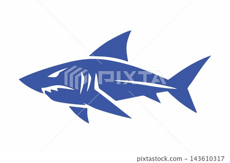 Blue Tribal Shark Silhouette Swimming Forward Vector Design Blue Tribal Shark Silhouette Swimming Forward Vector Design 143610317