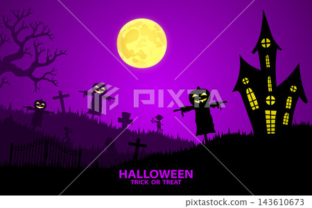 Halloween background design with spooky pumpkins 143610673