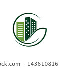 Eco green city logo vector icon flat design 143610816