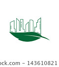 Eco green city logo vector icon flat design 143610821