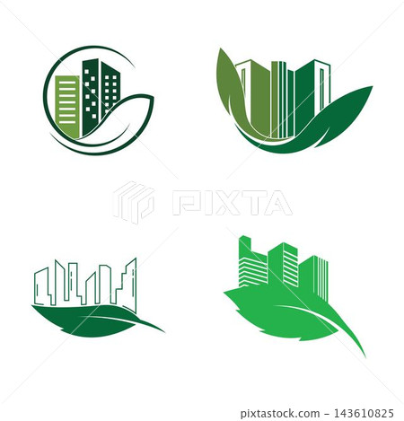 Eco green city logo vector icon flat design Eco green city logo vector icon flat design 143610825