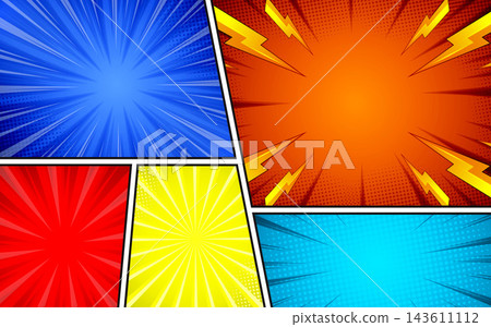 Colorful comic page background in pop art style Colorful comic page background in pop art style 143611112