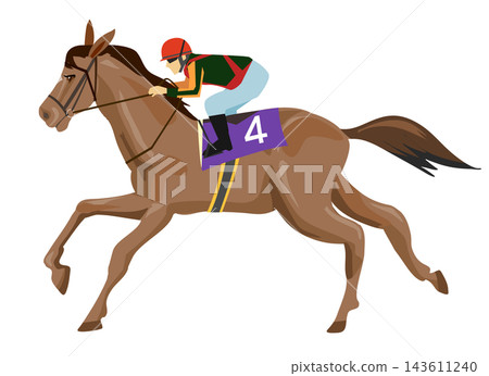 Illustration of a racing horse and jockey Illustration of a racing horse and jockey 143611240