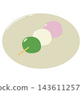 An illustration of a single three-colored dango. 143611257
