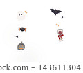 Cute Halloween motif set: ghosts, bats, and pumpkins 143611304
