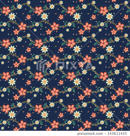 F005-Hibiscus and jasmine blossoms on winding golden vines F005-Hibiscus and jasmine blossoms on winding golden vines 143611435