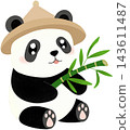 panda holding bamboo 143611487