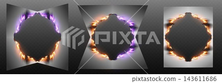 Abstract frames with vibrant fire and energy creating dynamic portals Abstract frames with vibrant fire and energy creating dynamic portals 143611686