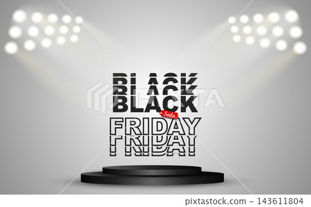 Trendy stand to showcase your products during Black Friday sales.  143611804