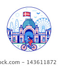 Tivoli Gardens Copenhagen Landmark Line Icon 143611872