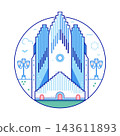 Grundtvig Kirke Copenhagen Landmark Line Icon 143611893