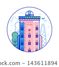 Round Tower Copenhagen Landmark Line Icon 143611894