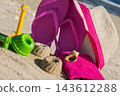 Accessories and children toys for playing or relax on sand at beach 143612288