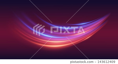 Glowing light trails creating a dynamic abstract background with vibrant colors Glowing light trails creating a dynamic abstract background with vibrant colors 143612409
