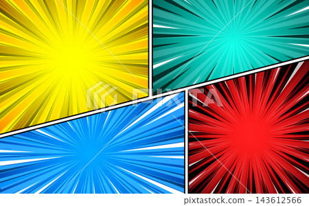 Horizontal comic book background with various pop art style effects. Blank template.  143612566