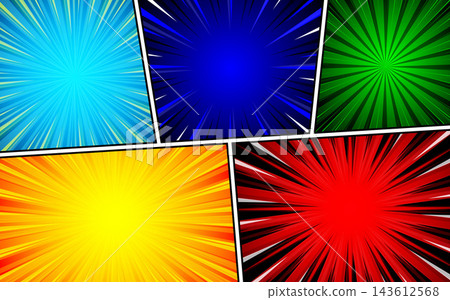 Horizontal comic book background with various pop art style effects. Blank template.  143612568