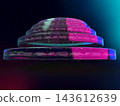 未來科技的3D插圖：霓虹發光的半導體電路和堆疊的微晶片。 143612639
