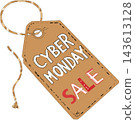 Cyber monday sale tag with string illustration Cyber monday sale tag with string illustration 143613128
