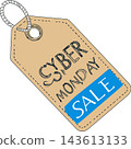 Cyber monday sale tag with promotional message Cyber monday sale tag with promotional message 143613133