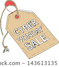 Cyber monday sale tag promoting online shopping discount Cyber monday sale tag promoting online shopping discount 143613135