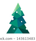 Geometric Green Christmas Tree with Polygon Facets and White Circular Accents 143613483