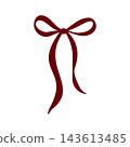 Burgundy Ribbon Bow with Long Flowing Tails Isolated on White Background 143613485