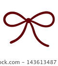 Burgundy Ribbon Bow with Wide Rounded Loops and Curved Tails on White 143613487