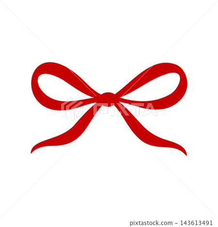 Red Ribbon Bow with Short Outward Sweeping Tails Isolated on White Red Ribbon Bow with Short Outward Sweeping Tails Isolated on White 143613491