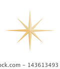 Golden Eight Point Starburst with Faceted Rays Isolated on White Background 143613493